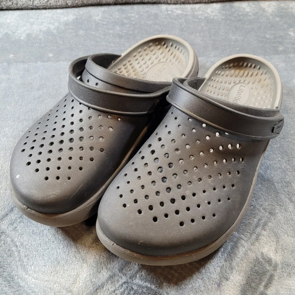 Crocs LiteRide Clog Charcoal Gray Mens 8 Womens 10 Comfort Slip On Shoes 204592